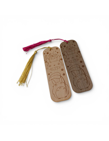 Marcapáginas Totoro en Madera Natural Personalizable