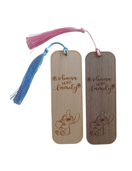 Marcapáginas Stich Ohana Madera Natural Personalizable