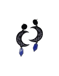 Pendientes Luna Creciente con Gema – Estilo Gótico