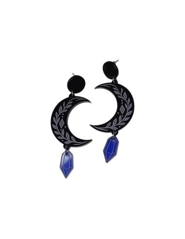 Pendientes Luna Creciente con Gema – Estilo Gótico